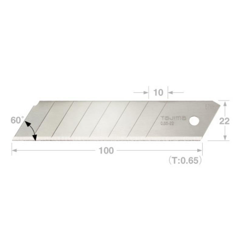 Boîte de 10 lames de rechange 22mm extra strong cb62h tajima