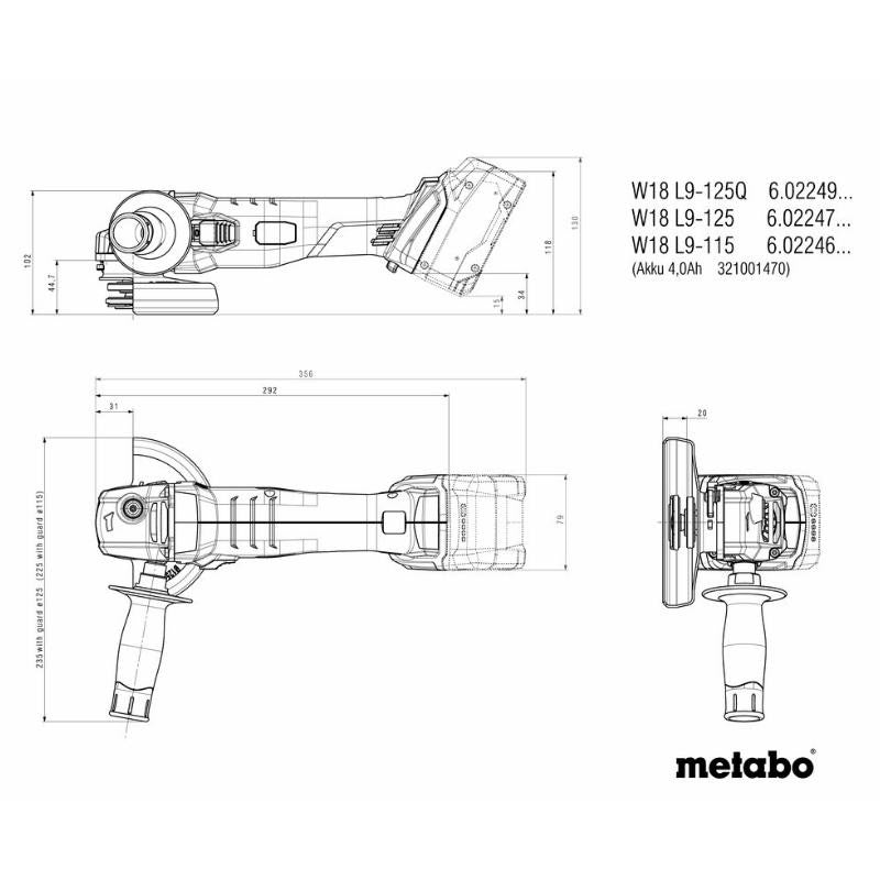 Meuleuse sans-fil 125 mm 18v solo w 18 l 9-15 602247850 metabo