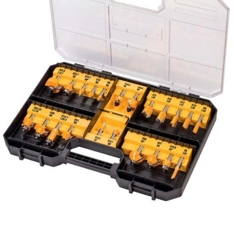 Coffret 22 fraises de défonçeuse ø8mm dt90017 dewalt