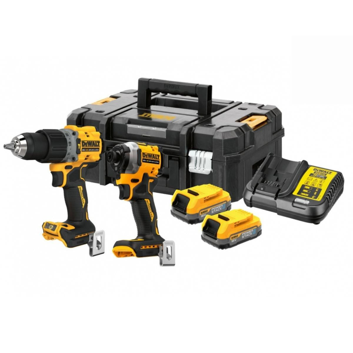 Pack perceuse percussion + visseuse à chocs 18v 2x1.7 ah powerstack dck2050e2t-qw dewalt