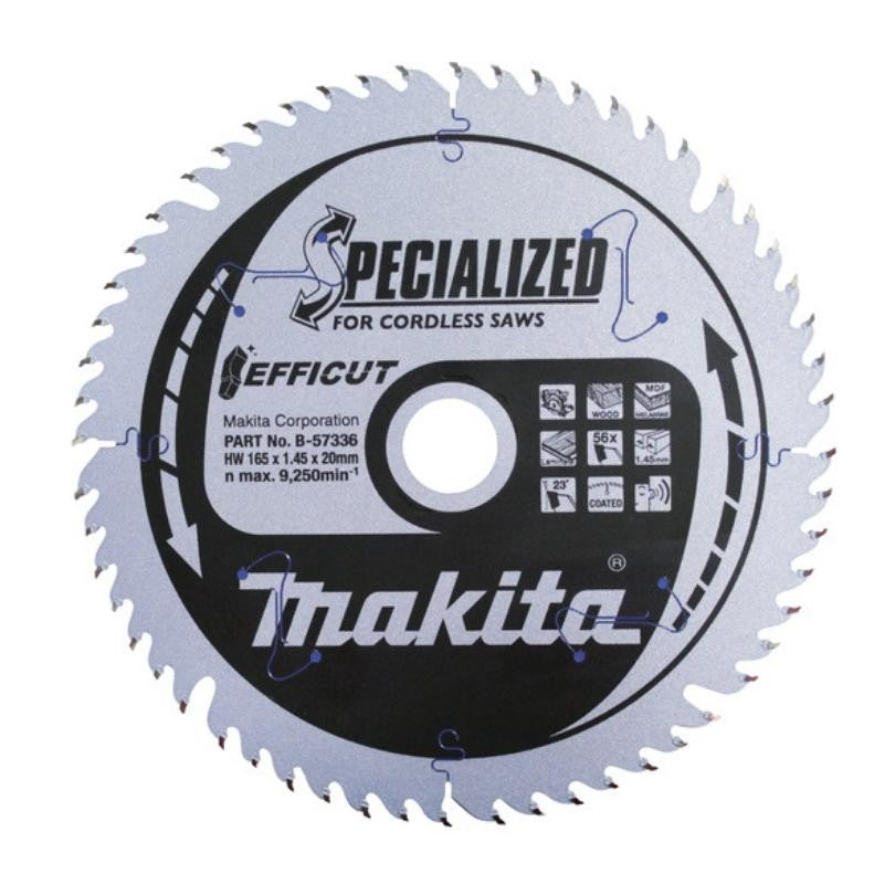 Lame carbure multi-bois efficut 165x20 56d b-57336 makita