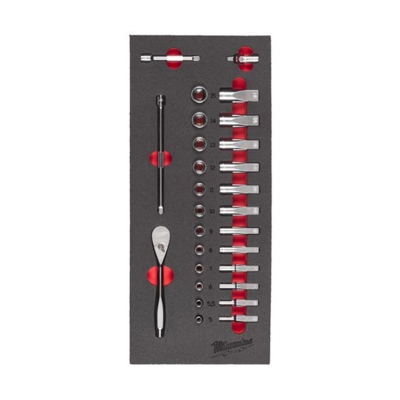 Module mousse douille et cliquet 1/4" 28 pcs 4932479824 milwaukee