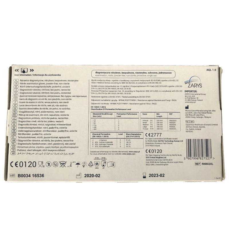 Gants jetables nitrile bleu 06so154 -