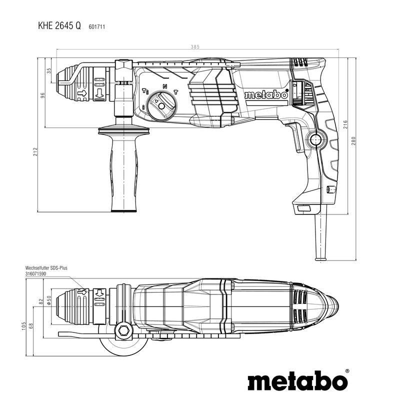 Perforateur burineur sds plus 850w 2.9j khe 2645q 601711500 metabo