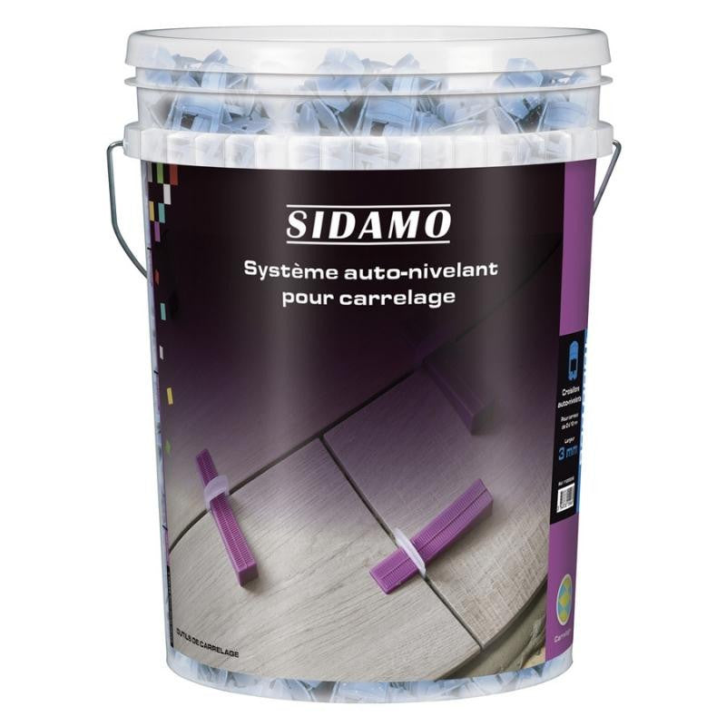 Seau 1000 croisillons auto-nivelants 1, 2 ou 3 mm sidamo