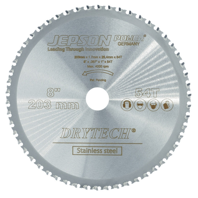 Lame de scie carbure ø203 drytech 54d inox 72120354i jepson power