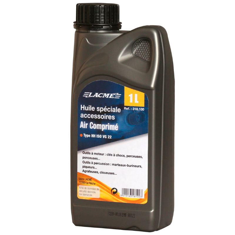 Bidon 1l d'huile accessoire hh iso vg 22 318100 lacme