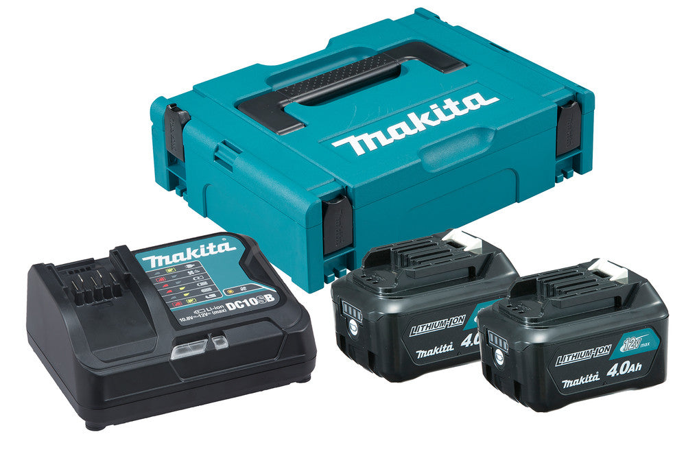 Pack 2 batteries 12v cxt 4 ah + chargeur dc10sb 197641-2 makita