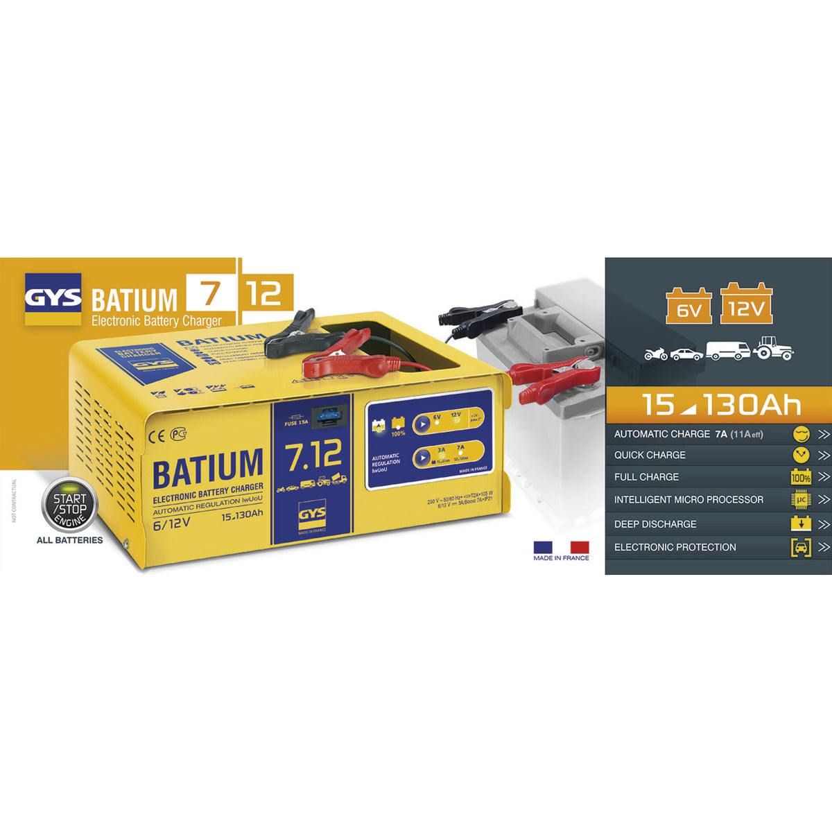 Chargeur automatique batium 7.12 024496 gys