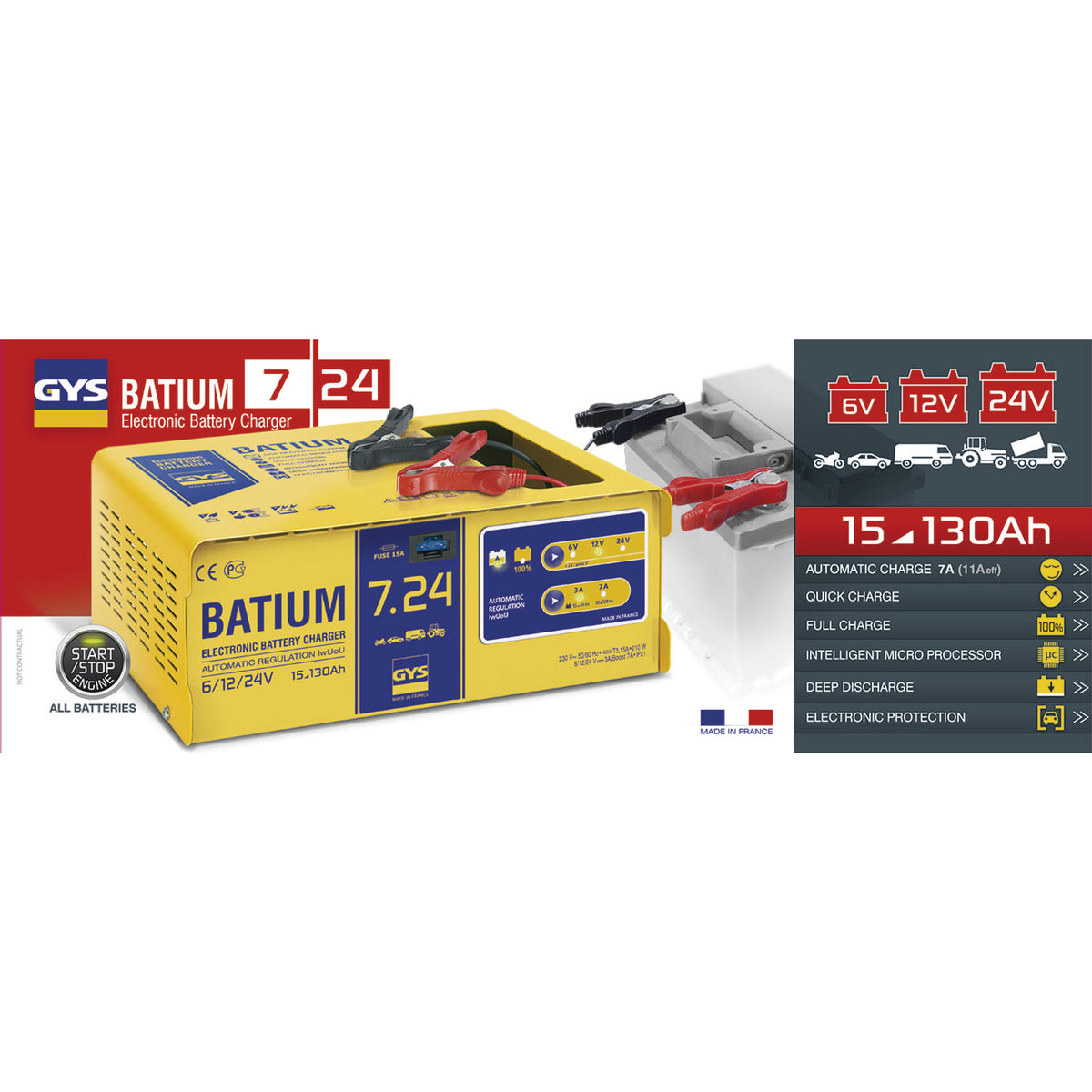 Chargeur automatique batium 7.24 024502 gys