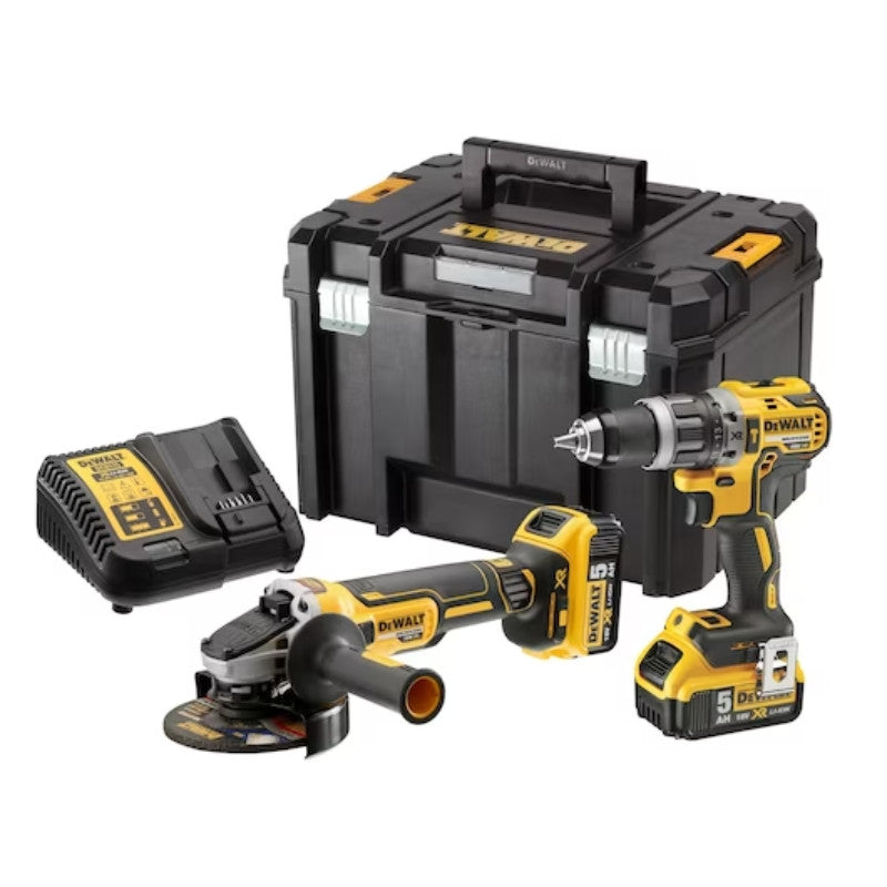 Pack 2 outils xr 18v 5ah perceuse visseuse dcd791 + meuleuse dcg405 dck2080p2t dewalt