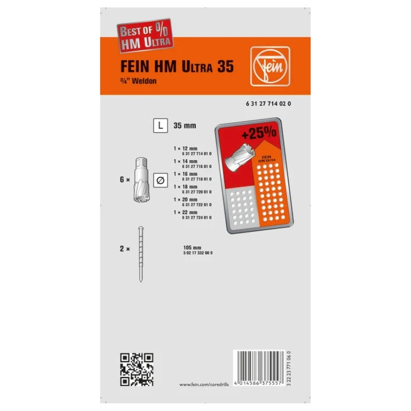 Jeu de 6 fraises weldon 3/4" hm ultra 35 63127714020 fein