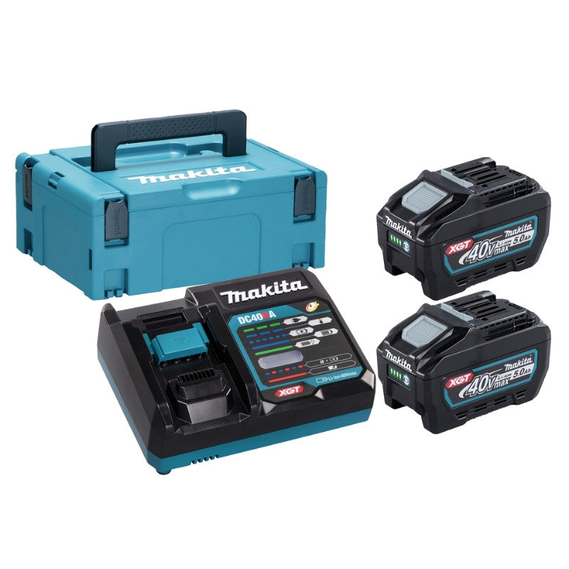 Pack 2 batteries 40v max xgt 5ah + chargeur 191v35-5 makita