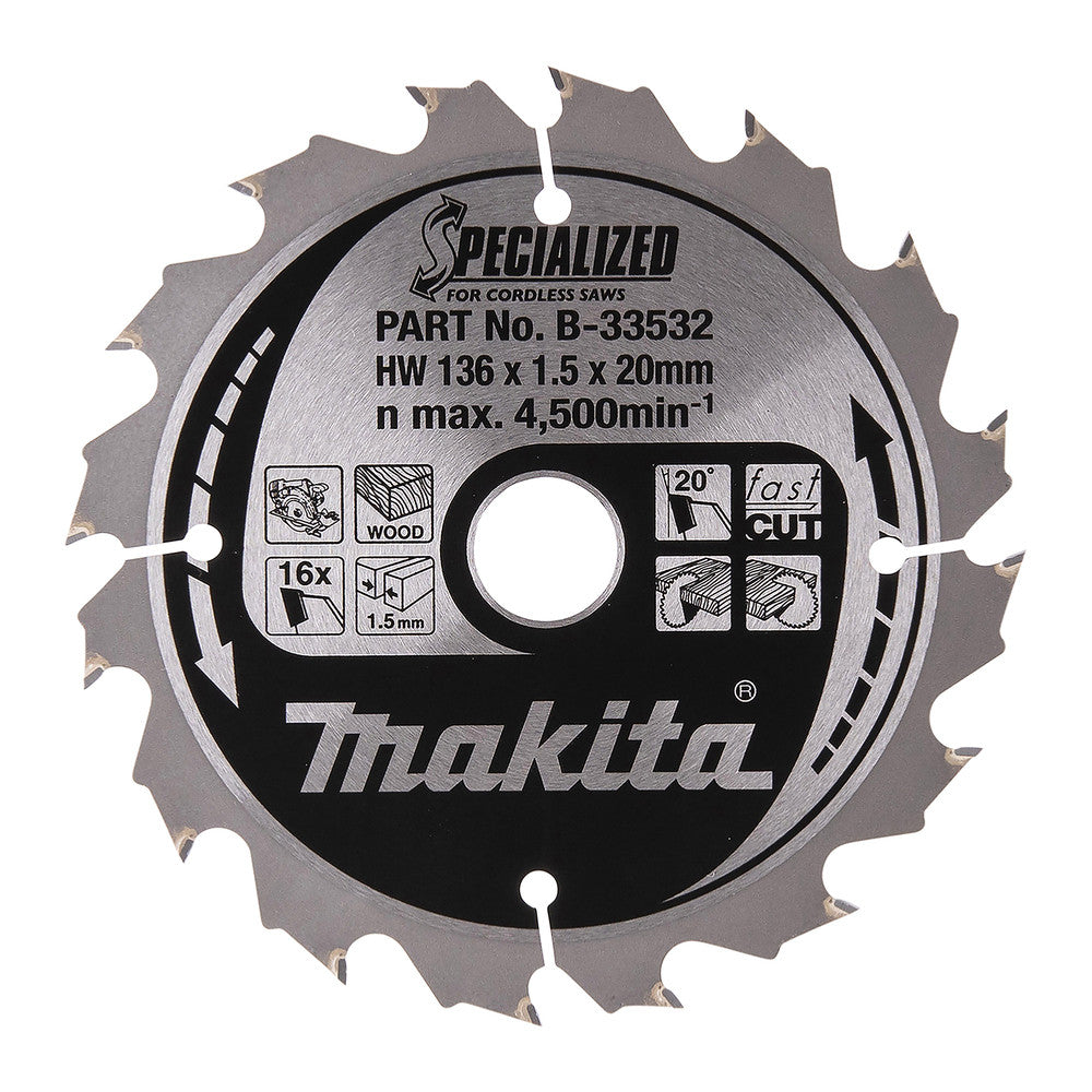 Lame scie circulaire ø136 mm bois b-33532 makita