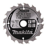 Lame scie circulaire ø136 mm bois b-33532 makita