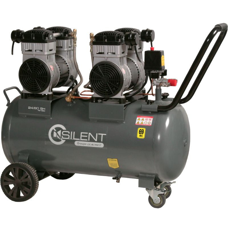 Compresseur bicylindre sans huile silencieux silent twin24/80 sh