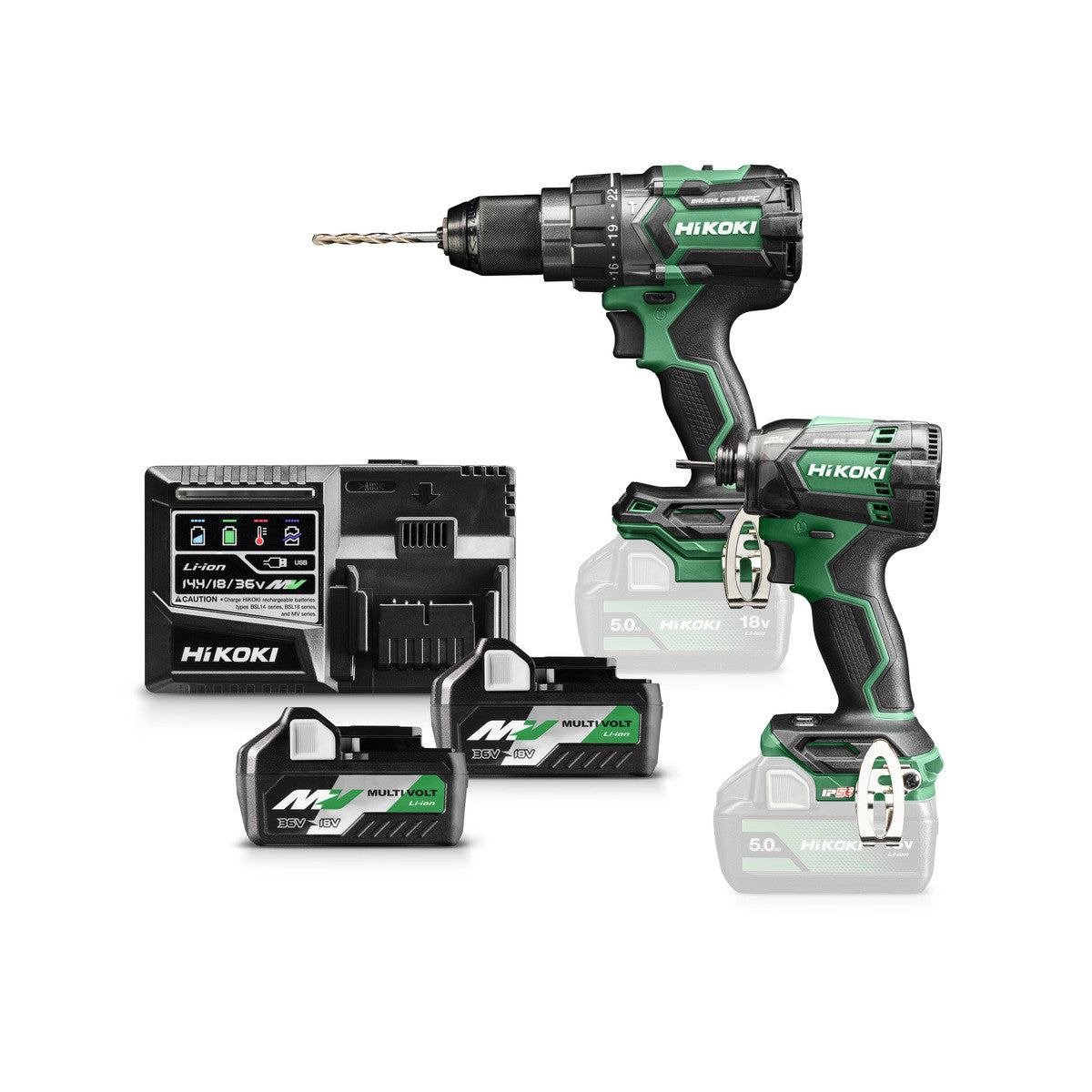 Perceuse à percussion dv18dc + visseuse à choc wh18dc kc18dcwbz hikoki hitachi