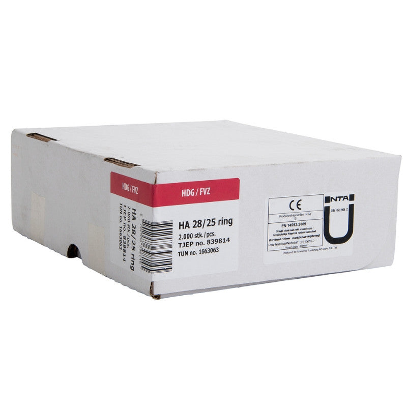 Pointes annelées haften ha28/25 tête plate galvanisé 839814 tjep