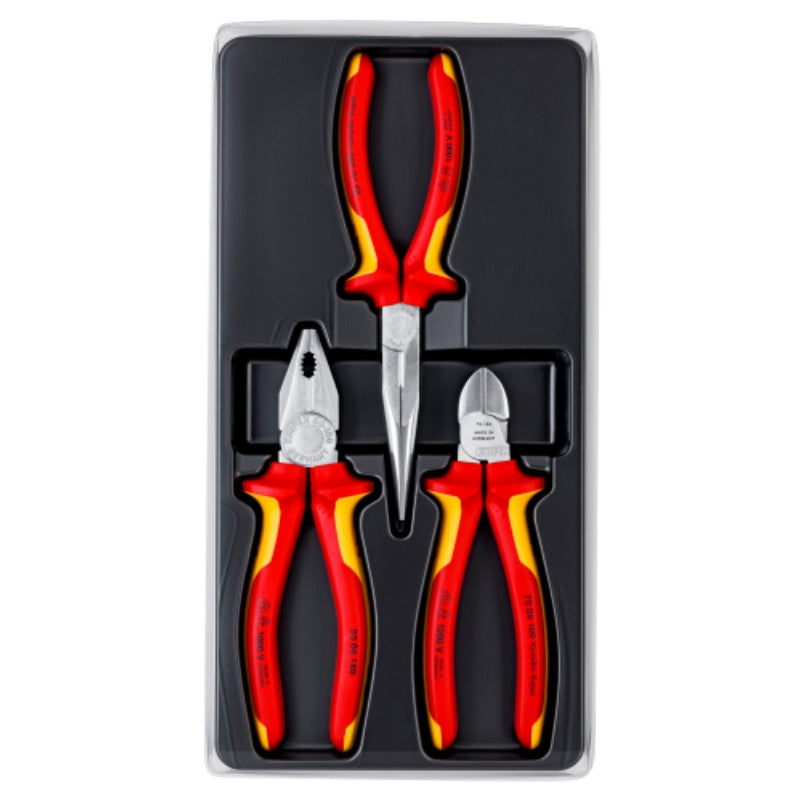 Assortiment de 3 pinces électricien isolés 1000v 00 20 12 knipex