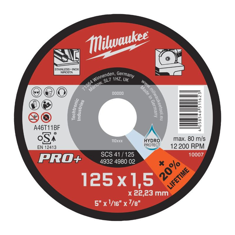 Disque à tronçonner pro+ 125mm x 1.5 mm 4932498002 milwaukee