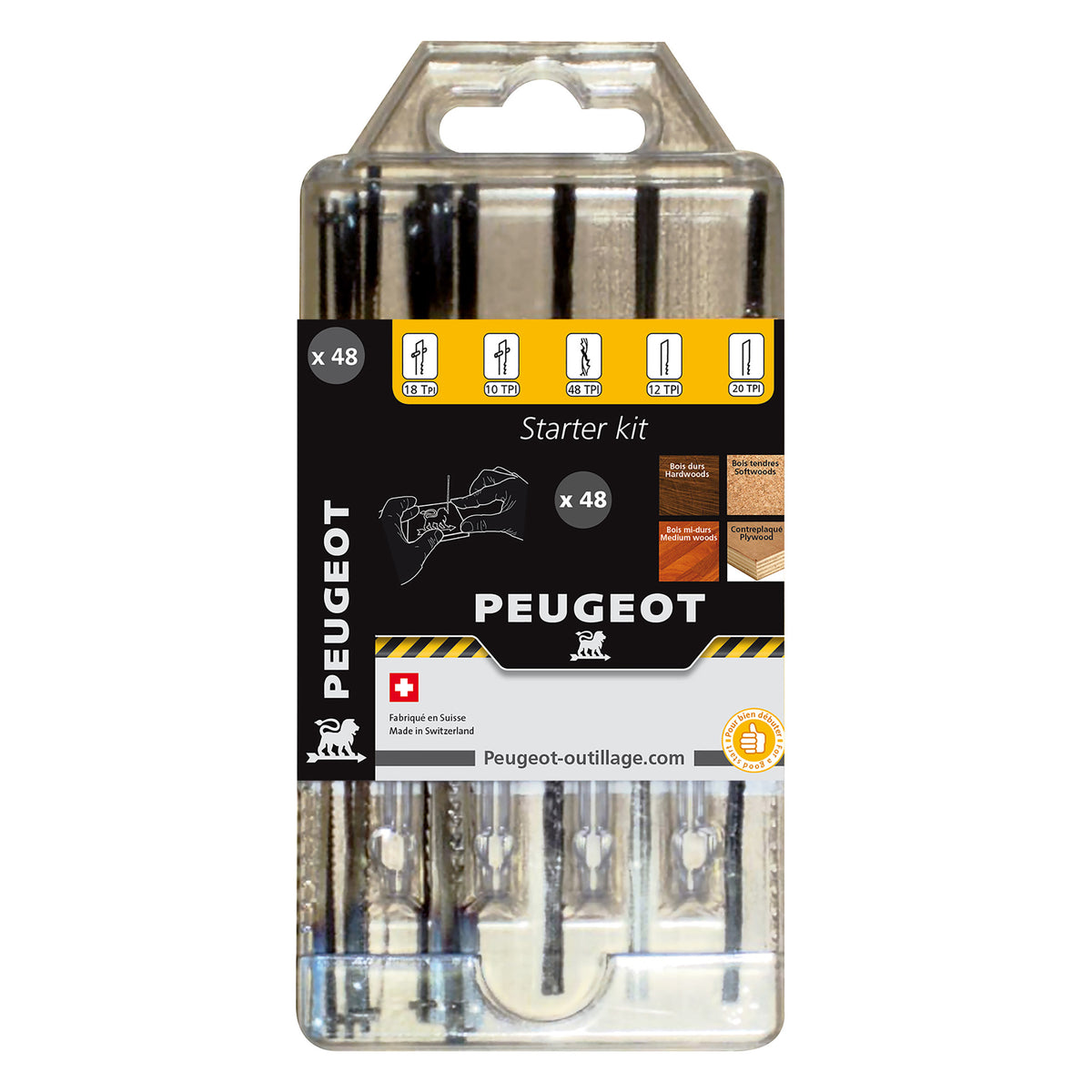 Coffret 48 lames de scie à chantourner 803300 peugeot outillage