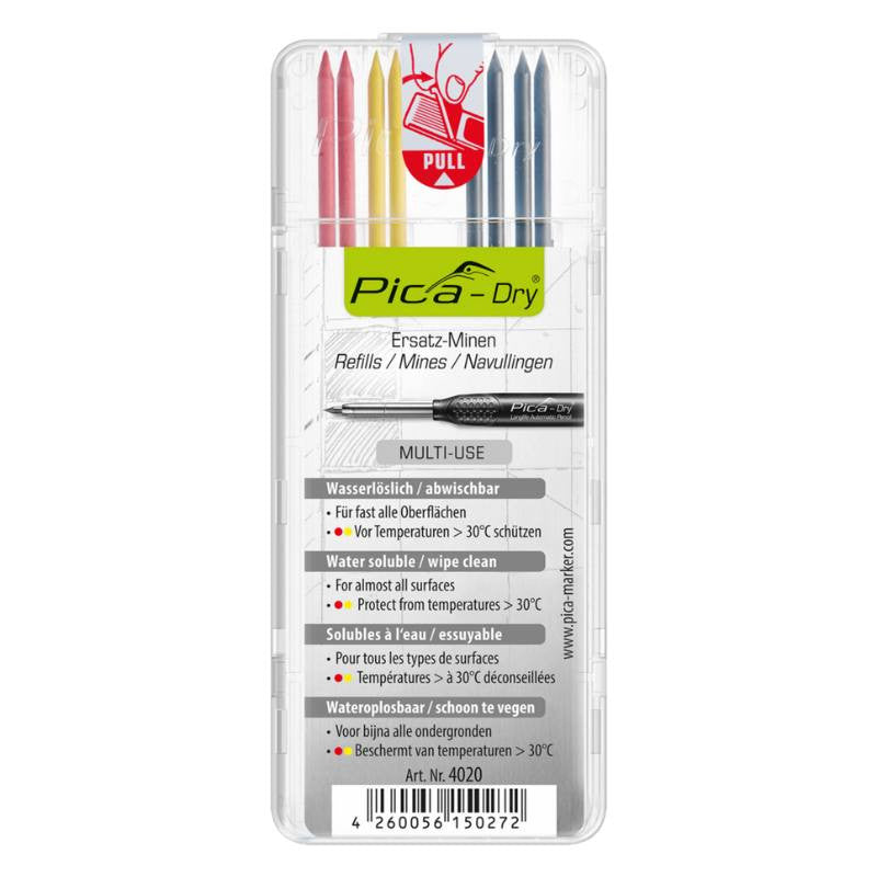 Etui de 8 mines de rechange couleurs pour pica-dry 4020/sb pica