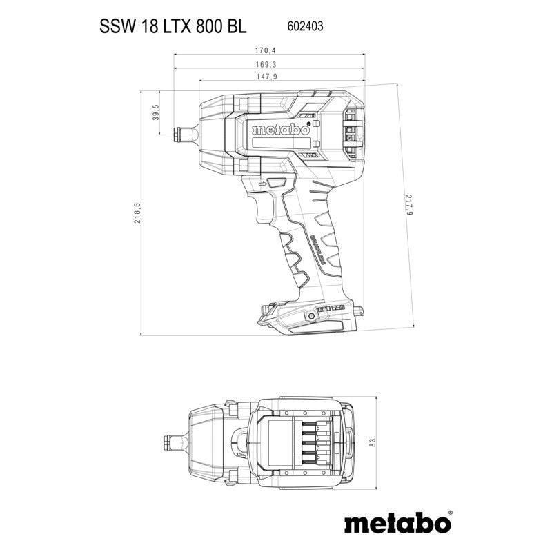 Boulonneuse 18V 800N/m 1/2" SSW 18 LTX 800 BL Solo METABO