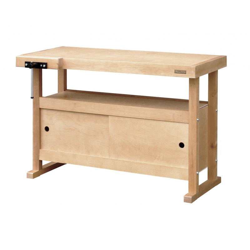 Etabli en bois longueur 1200 mm avec presse 0014010 OUTIFRANCE