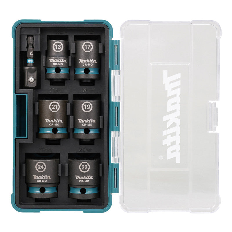 Coffret de 6 douilles 1/2" IMPACT BLACK avec Adaptateur HEXA 1/4'' MAKITA E-16592