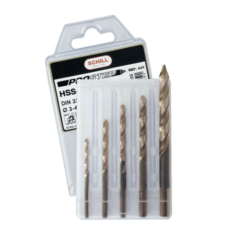 Jeu de 5 forets HSS Co5 PROSTEP DIN338 Ø3-4-5-6-8 mm SCHILL