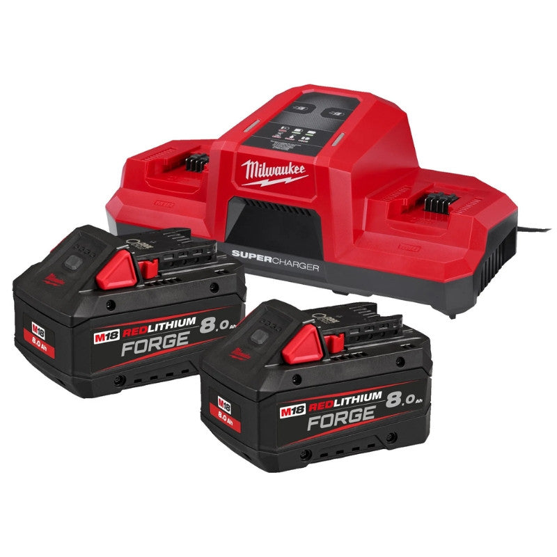 MILWAUKEE Pack 2 batteries 18V 8Ah Forge + Super chargeur - 4933498616