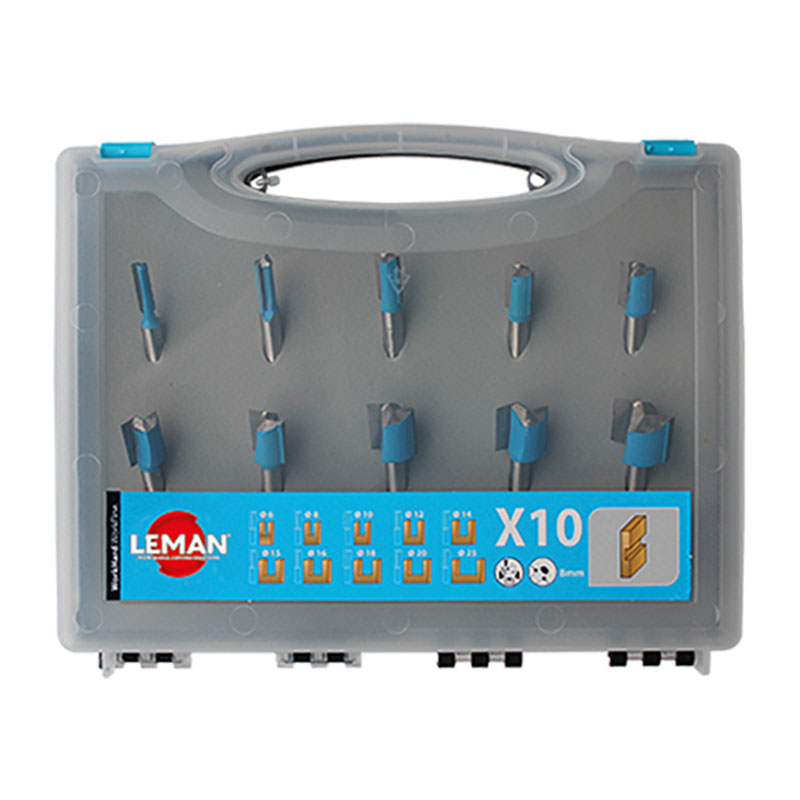 LEMAN coffret 10 mèches droites carbure queue 8mm - 428 700 10