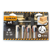 LEMAN lot de 4 mèches droites carbure queue 8mm - 428 700 04