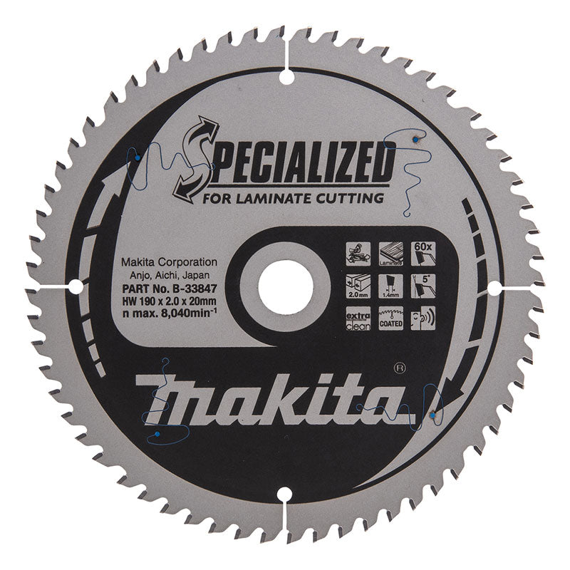 MAKITA Lame 190x20mm 60 dents special laminé - B-33847