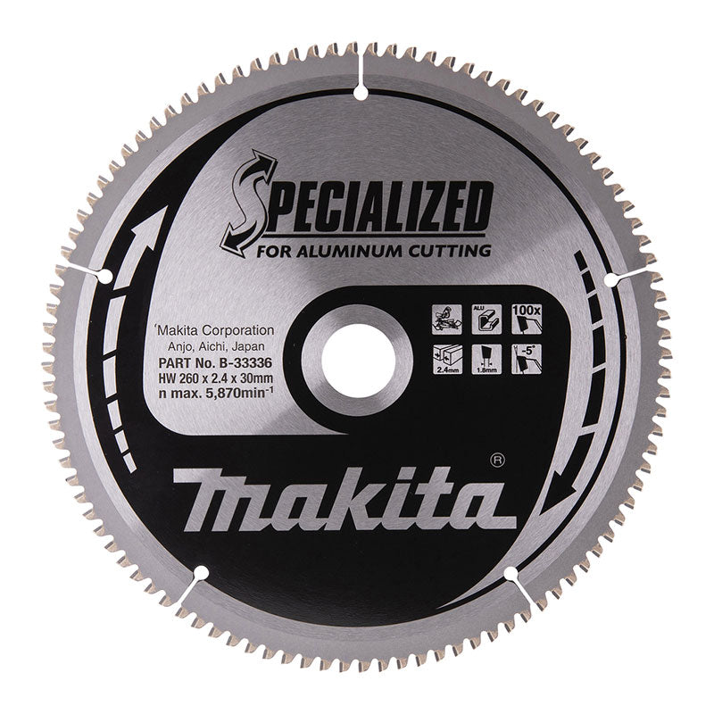 MAKITA Lame 260x30mm 100 dents spécial aluminium - B-33336