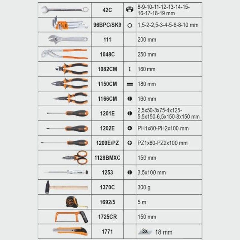 BETA 2056T/E Valise version trolley 163 outils - 020560110