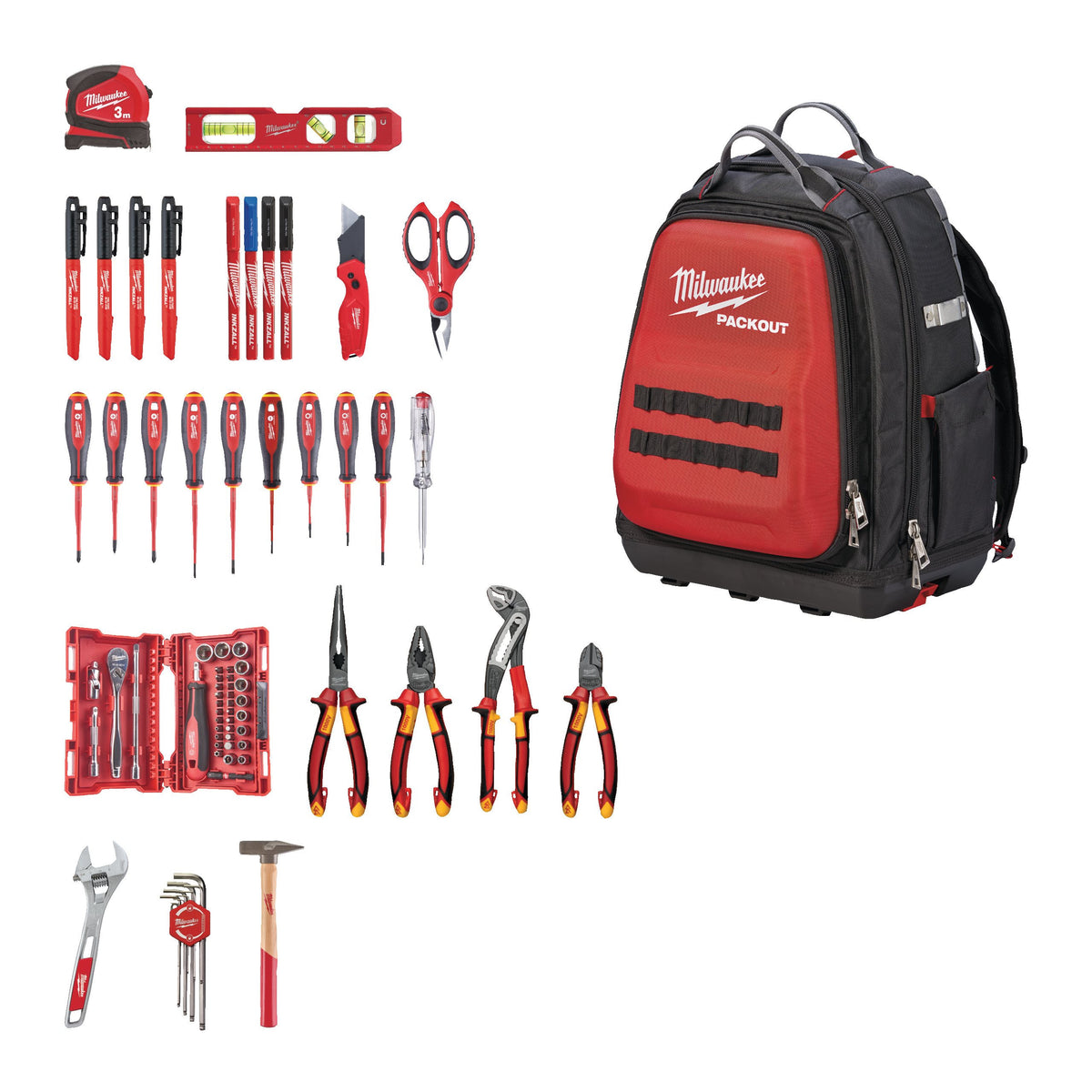 MILWAUKEE Sac à dos électricien packout 76 pcs - 4932498407