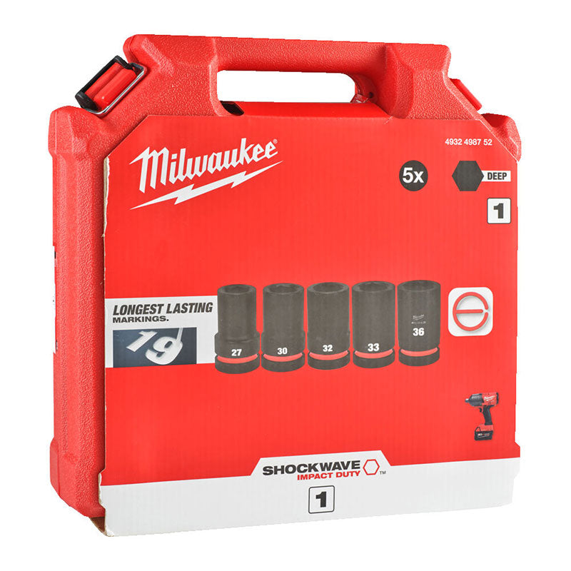 MILWAUKEE Set 5 douilles 1" ou 3/4" courte ou longue au choix - 49324987