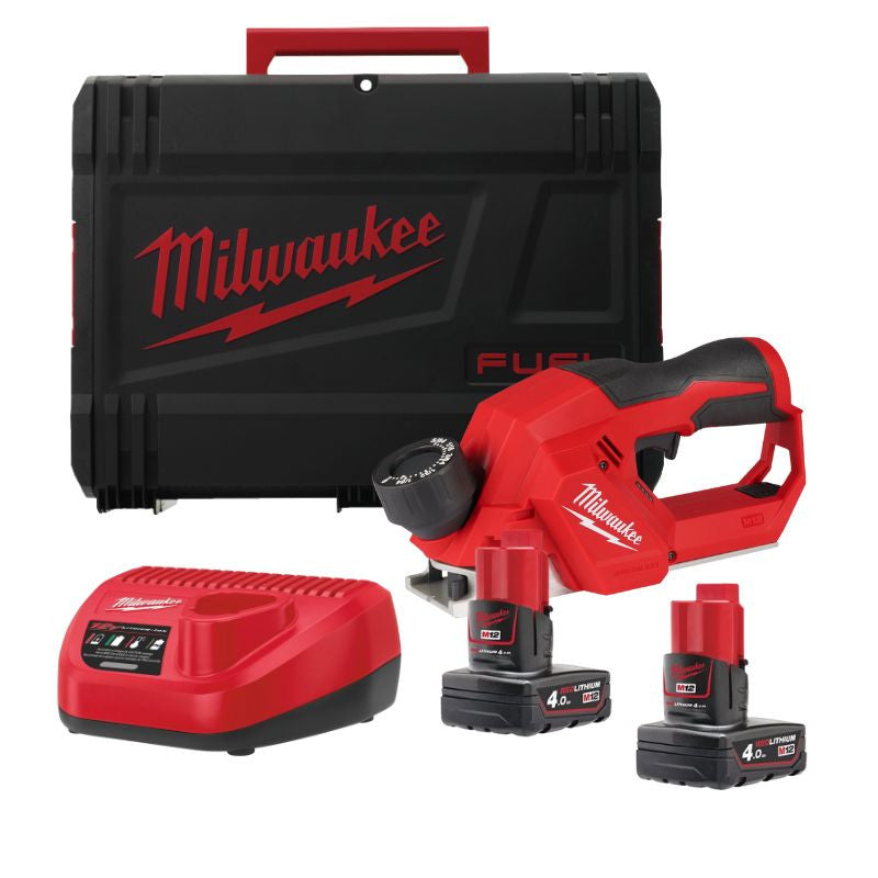 MILWAUKEE Rabot 56mm, 12V 4Ah chargeur - 4933492851