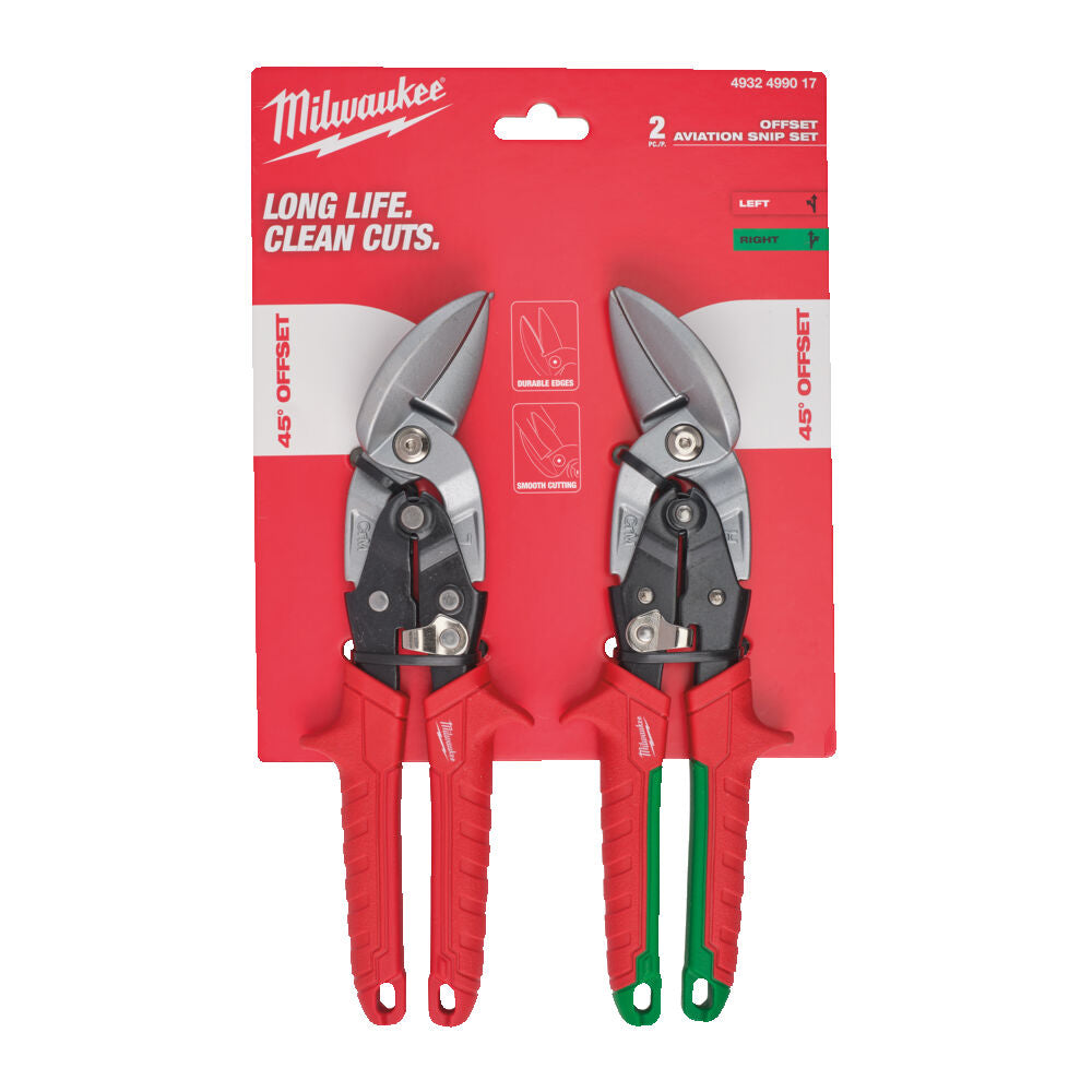 MILWAUKEE Set 2 cisailles d'aviation décalées - 4932499017