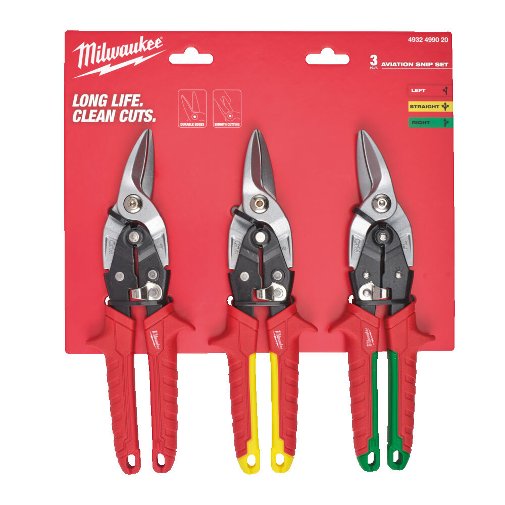 MILWAUKEE Set 3 cisailles d'aviation - 4932499020