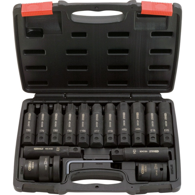 KS TOOLS Coffret de 16 douilles et embouts longs à chocs - 450.0420