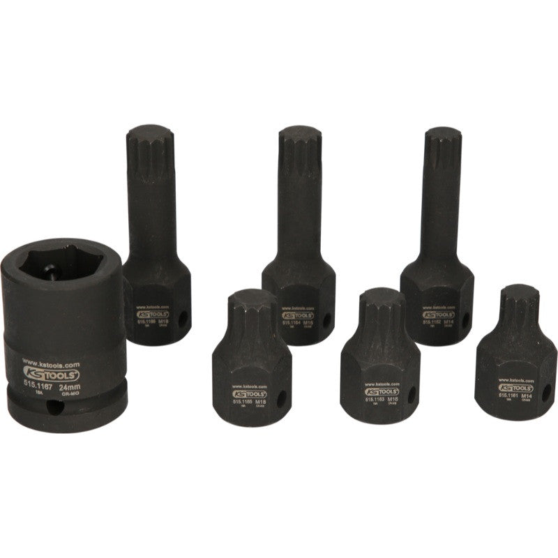 KS TOOLS Coffret DUODRIVE douilles à chocs XZN 7pcs - 515.1160