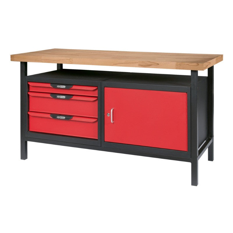 KS TOOLS Etabli pro d'atelier 1 porte 3 tiroirs 1,5m - 865.0140