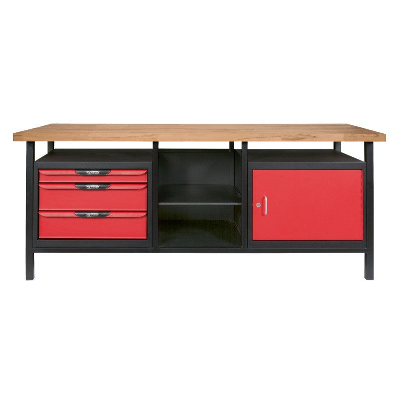KS TOOLS Etabli pro d'atelier 1 porte 3 tiroirs 2m - 865.0210