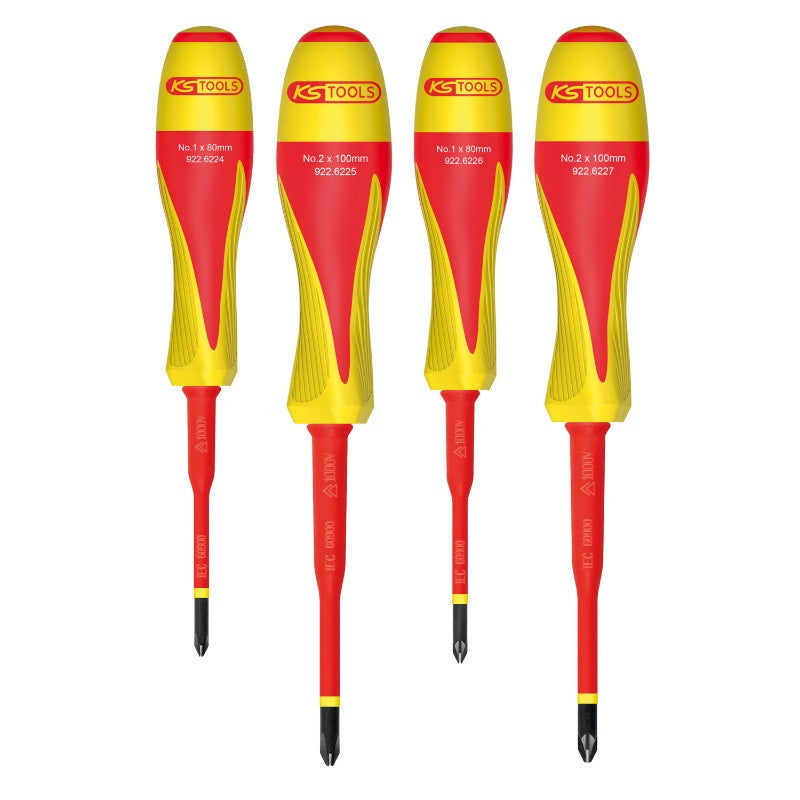 KS TOOLS Jeu 4 tournevis 1000V pour borniers électriques - 922.6228
