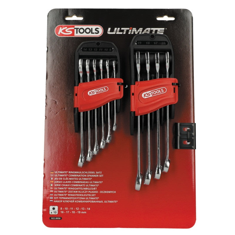 KS TOOLS Jeu de 10 clés mixtes métriques sur support - 922.0050