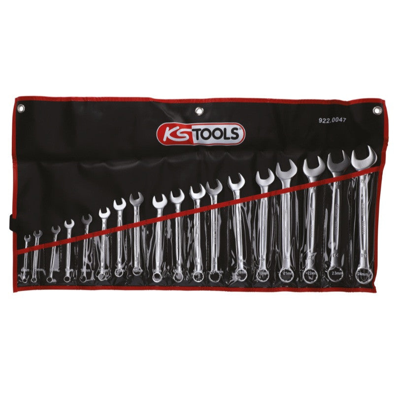 KS TOOLS Jeu de 18 clés mixtes métriques en boîte - 922.0047