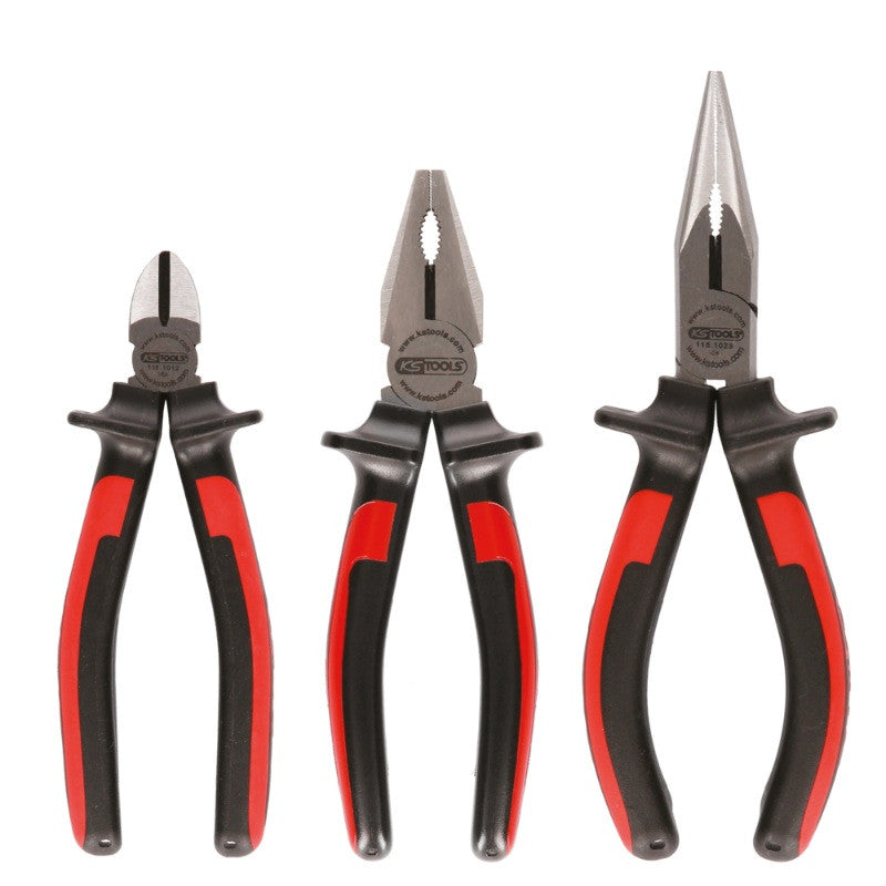 KS TOOLS Jeu de 3 pinces (coupante universelle demi-rond) - 115.1010