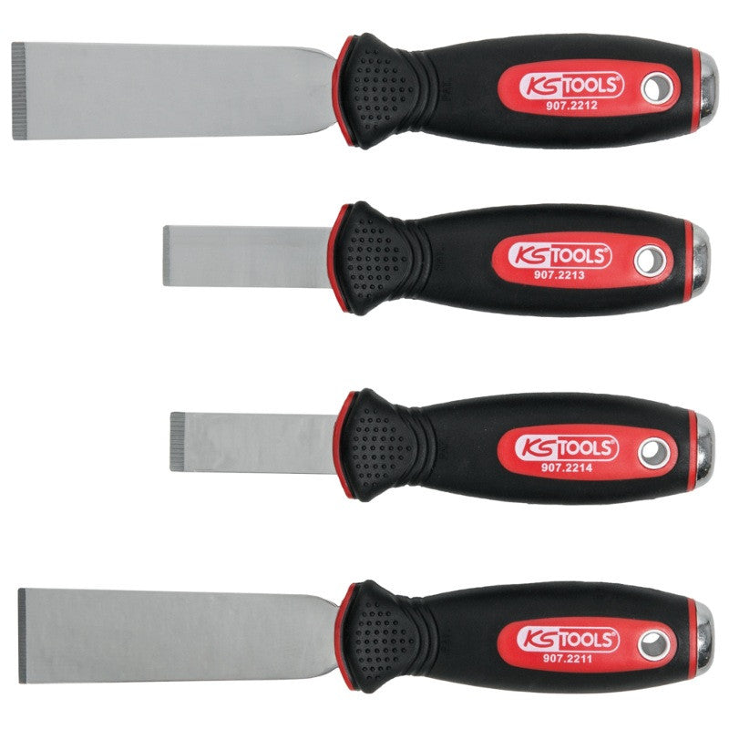 KS TOOLS Jeu de 4 grattoirs à lame inox - 907.2210